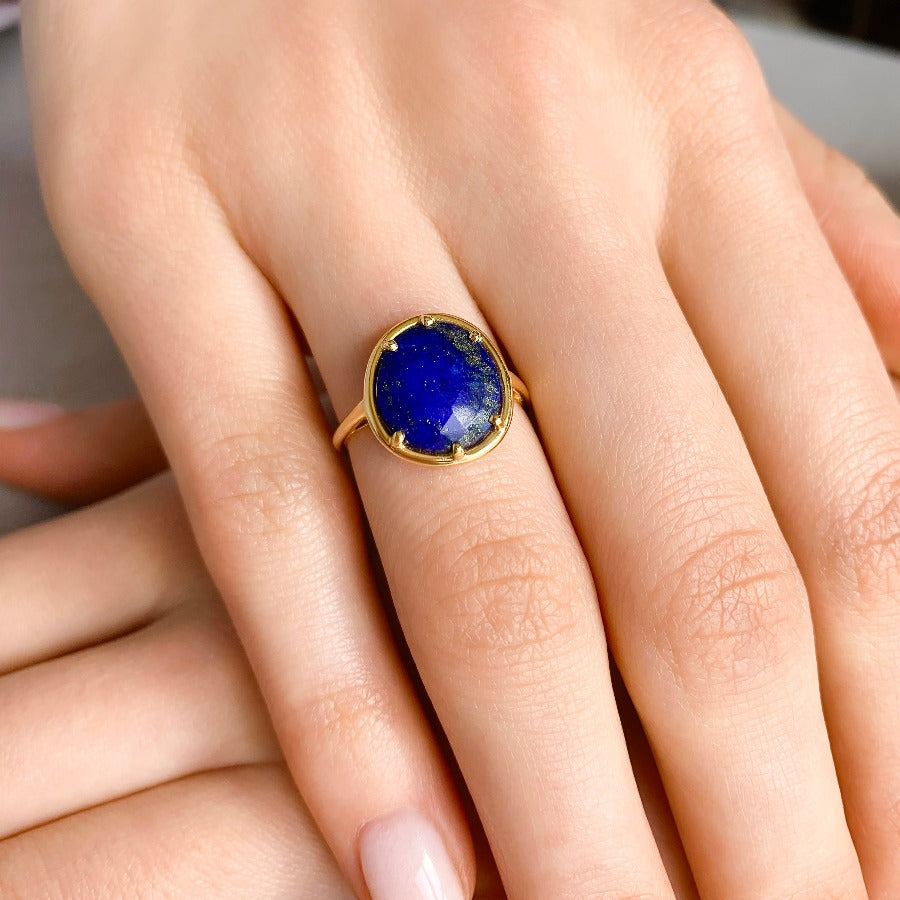 Ring Lapis Lazuli-Blatt - gross