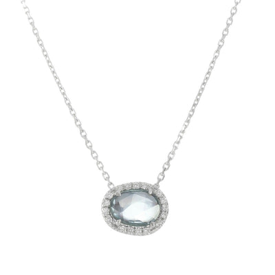 Halskette MIT GRAU-GRÛNEM BLATTSAPHIR und Diamanten