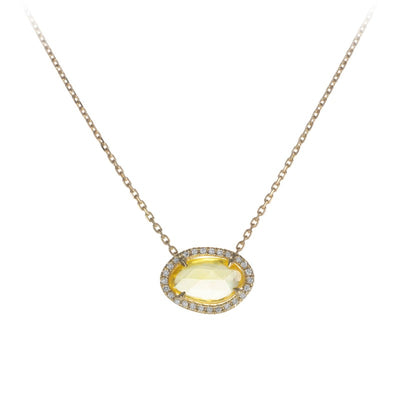 Halskette mit gelbem Blattsaphir und Diamanten