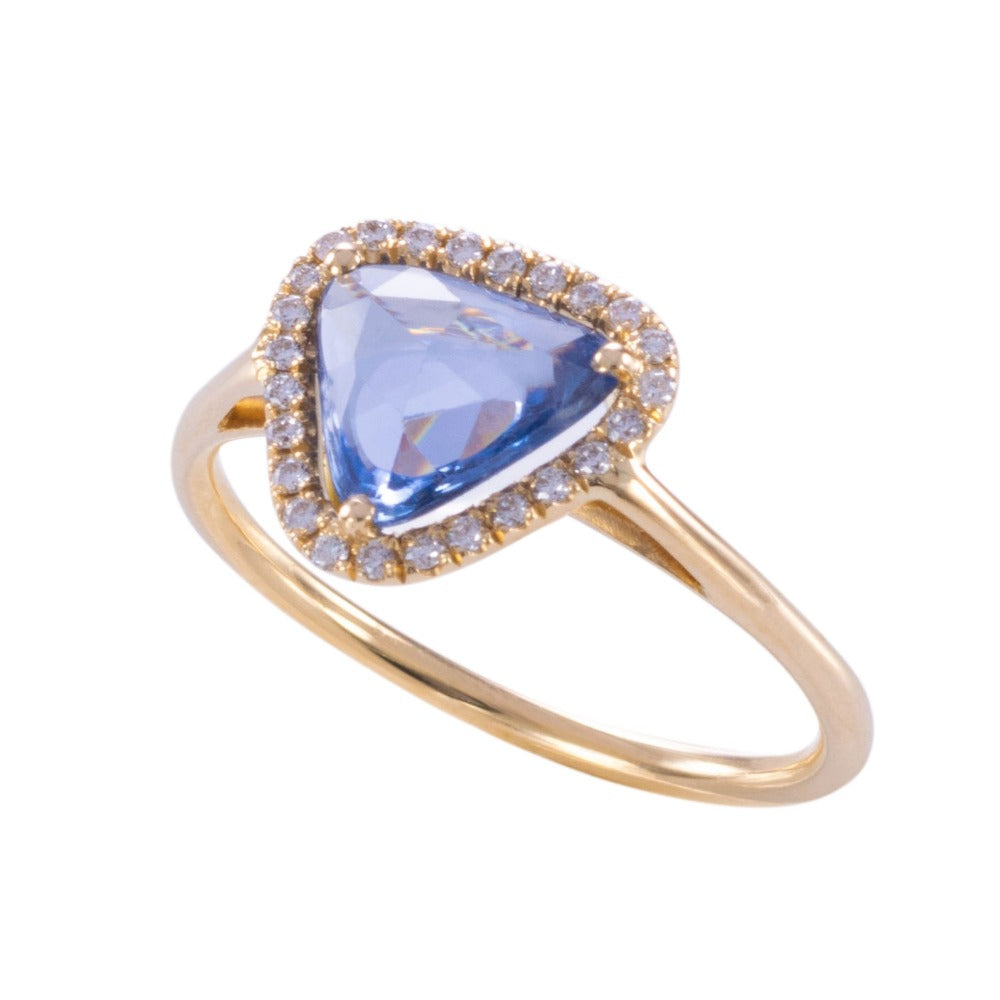 Ring Blattsaphir Blau mit Diamanten