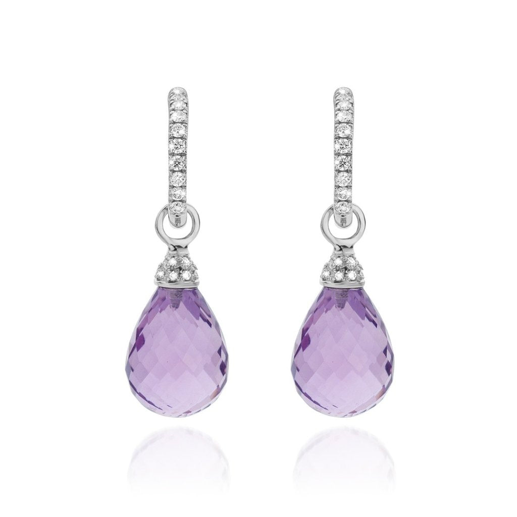 Weißgoldkreolen mit Amethysten und Diamanten.