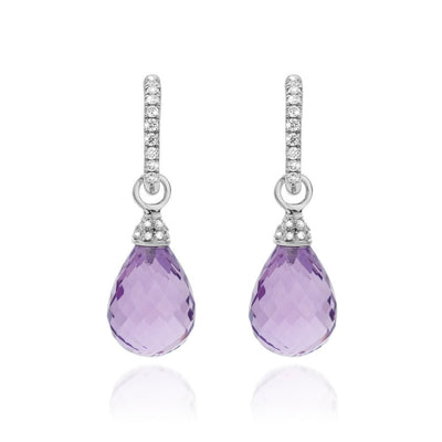 Weißgoldkreolen mit Amethysten und Diamanten.