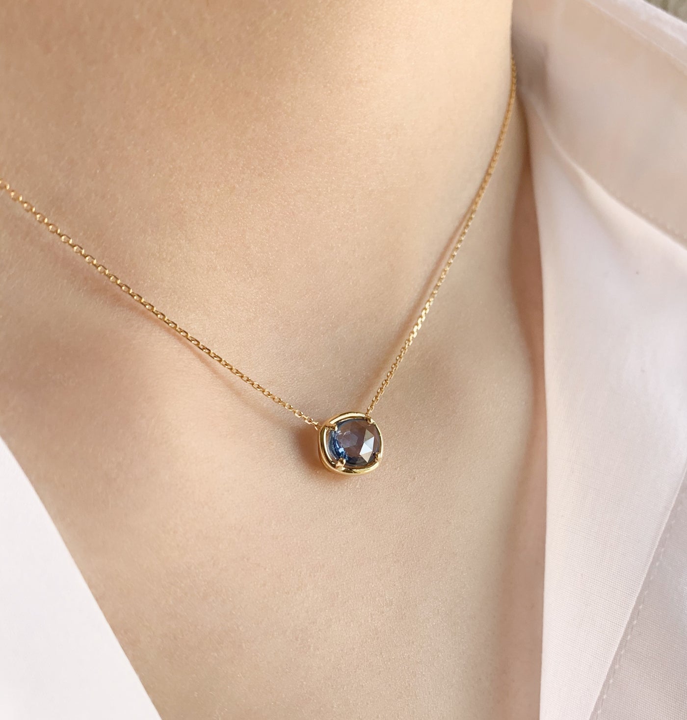 Blue Sapphire Petal Necklace