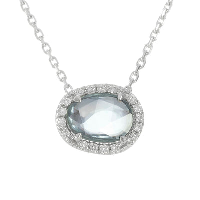 Grey-green Sapphire Petal and Diamond Necklace