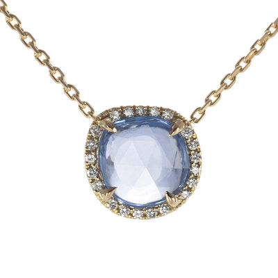 Blue Sapphire Petal and Diamond Necklace