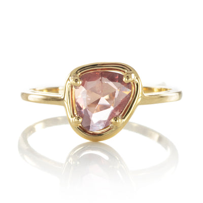 Sapphire Petal Ring "Mini" - pink-orange sapphire