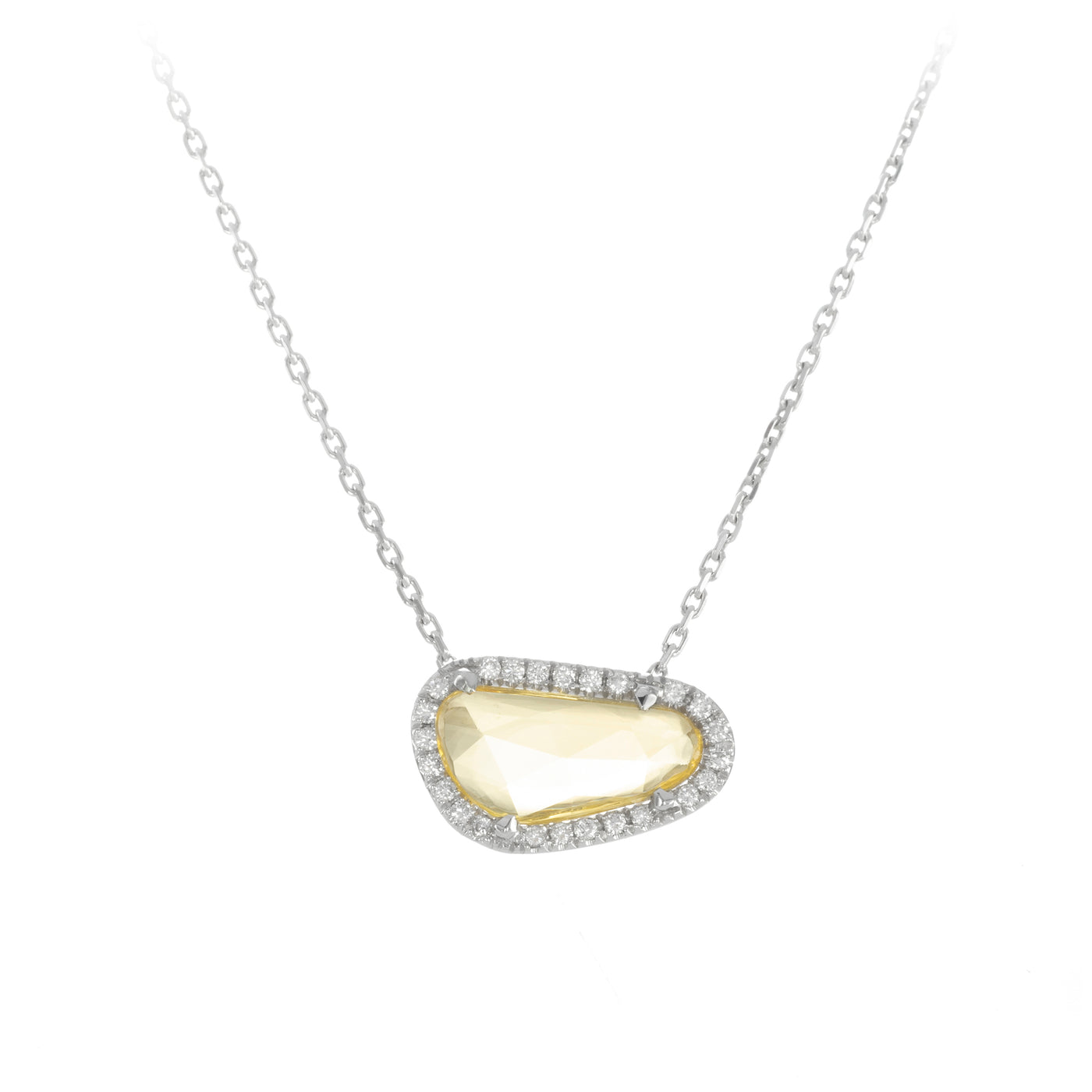 Yellow Sapphire Petal and Diamond Necklace