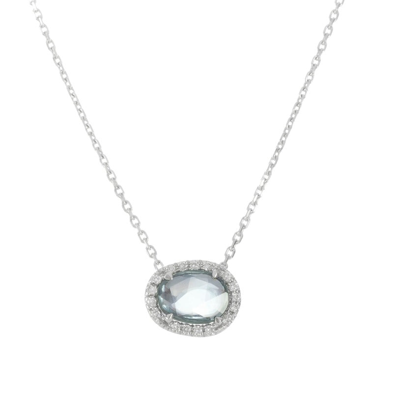 Grey-green Sapphire Petal and Diamond Necklace