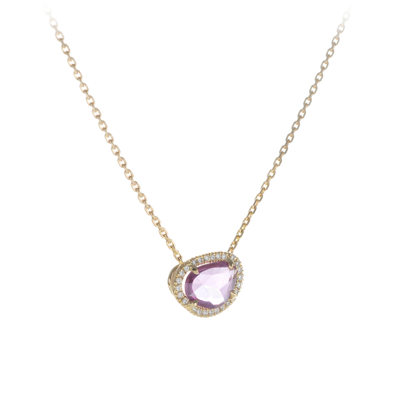 Pink Sapphire Petal and Diamond Necklace