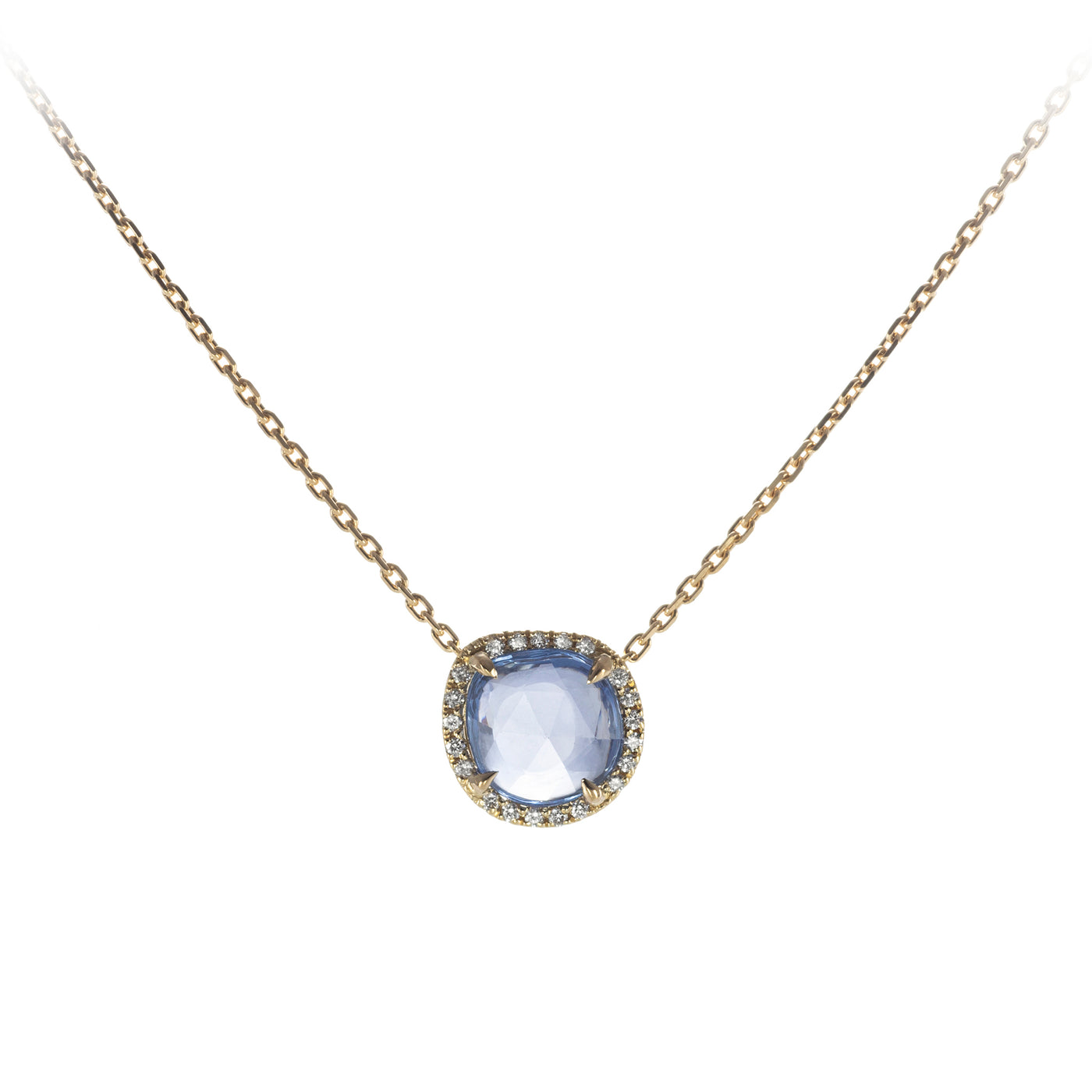 Blue Sapphire Petal and Diamond Necklace