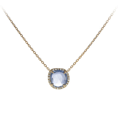 Blue Sapphire Petal and Diamond Necklace