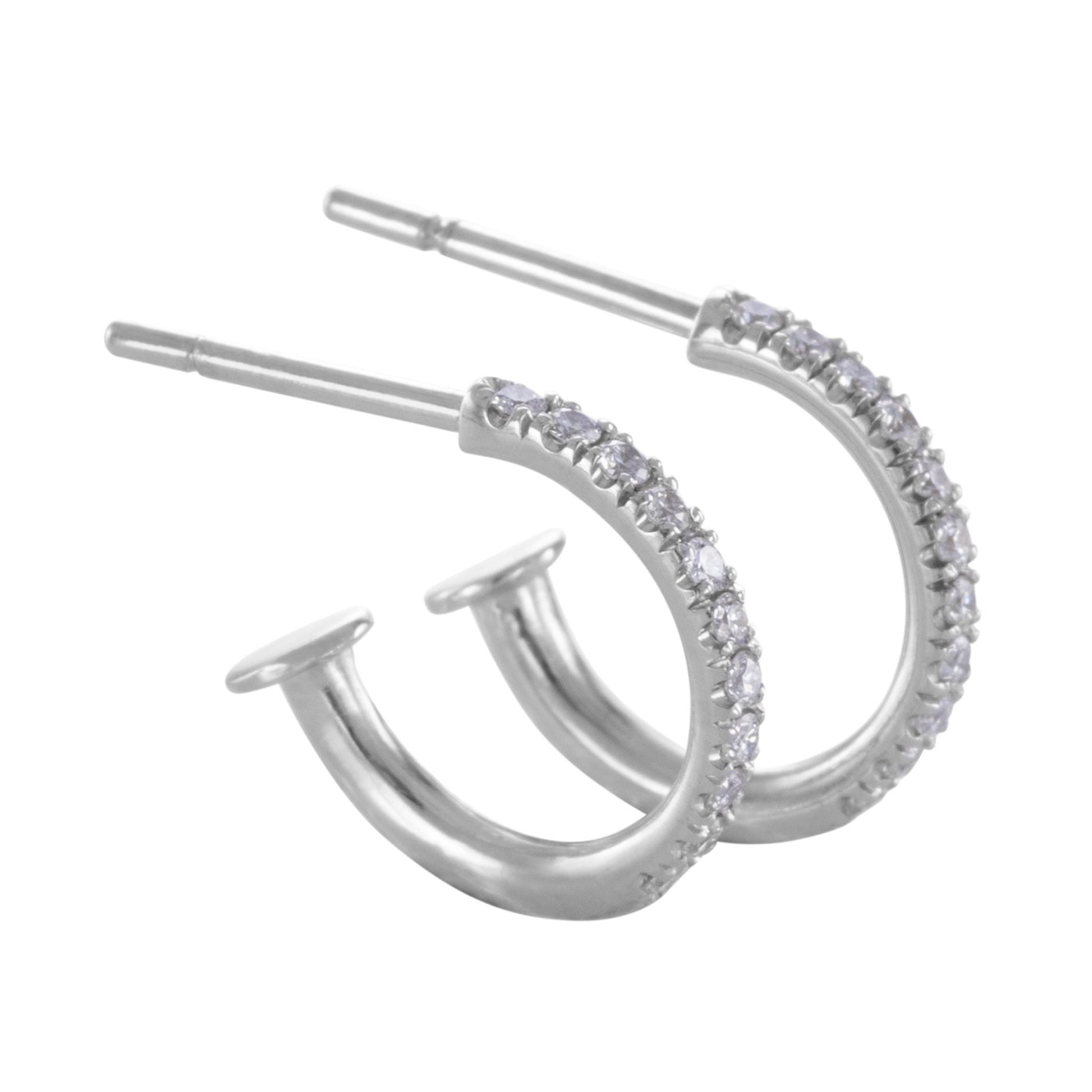 Creoles in white gold and diamonds