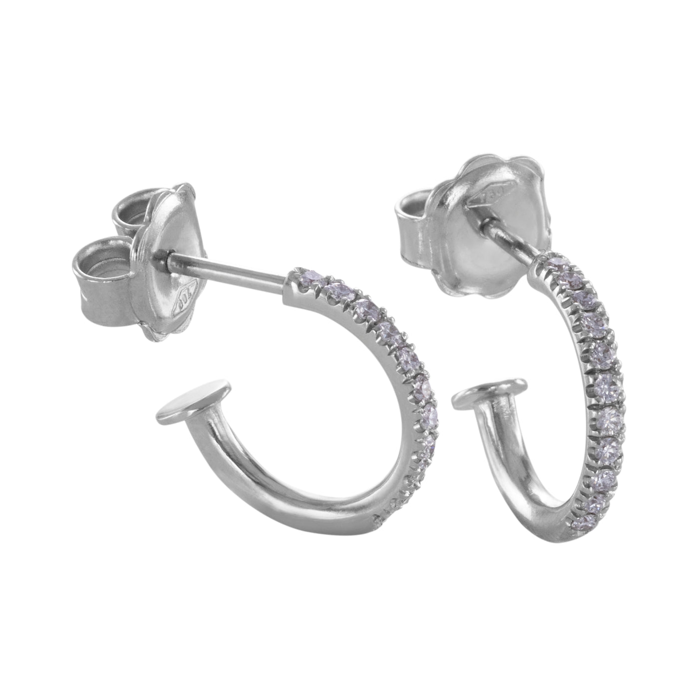 Creoles in white gold and diamonds