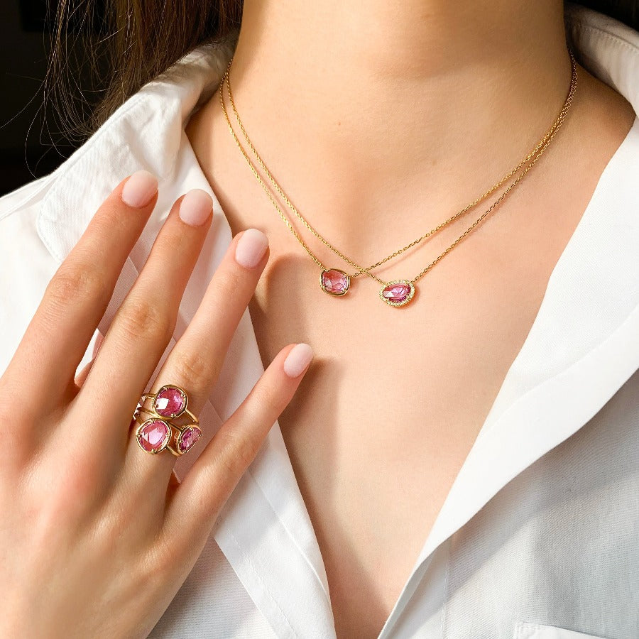 Pink Sapphire Petal Necklace