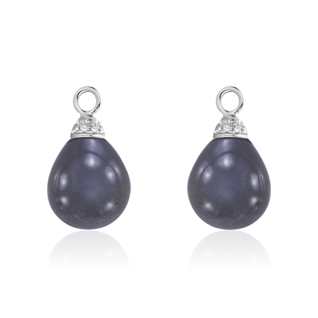 Moonstone and diamond pendants.