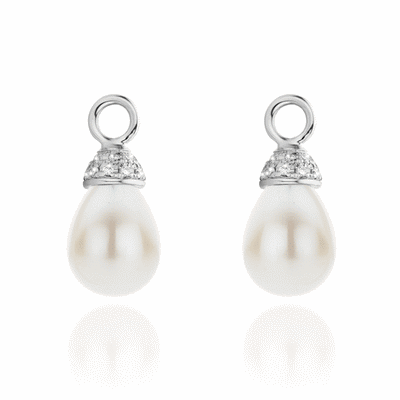 Pearl and diamond pendants.