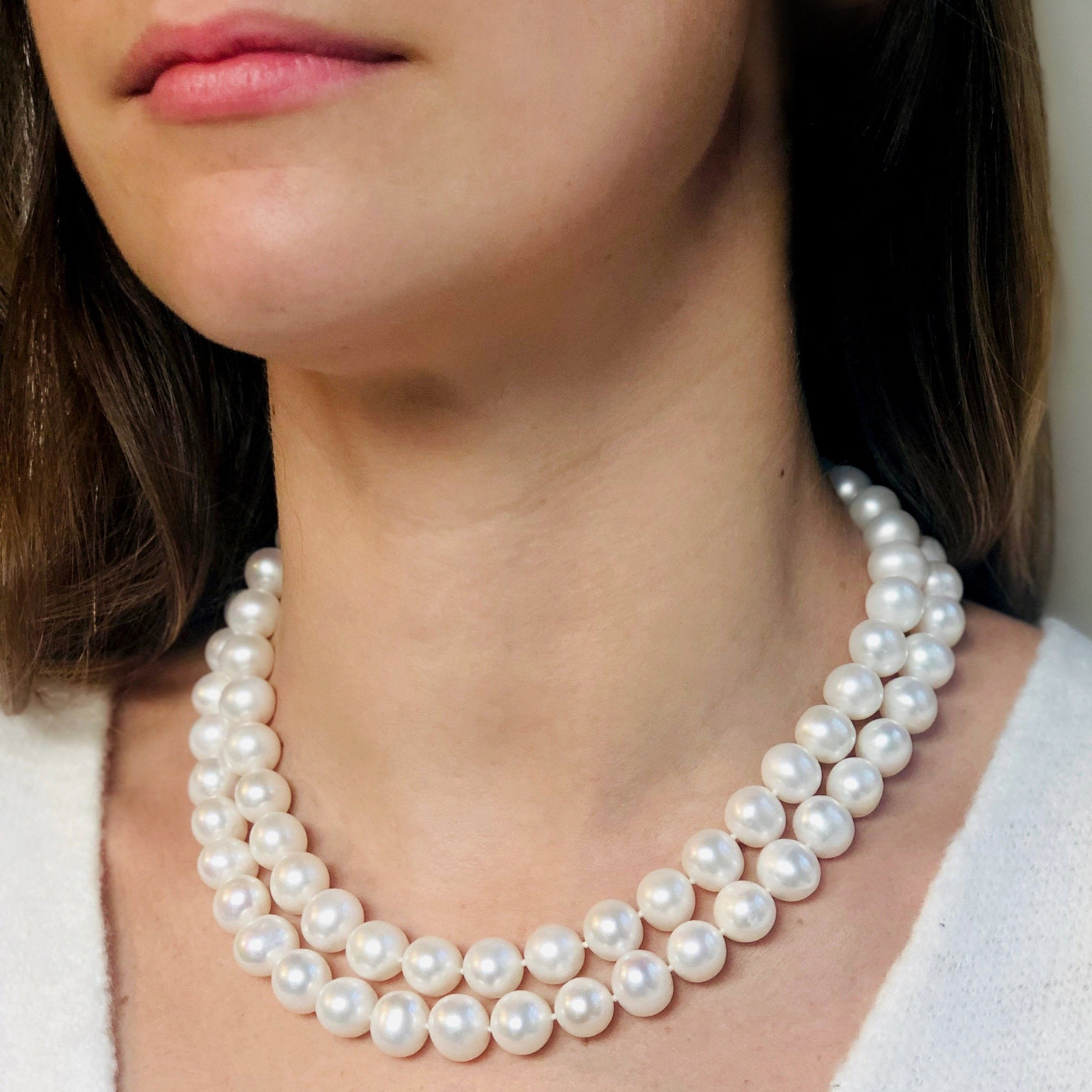 2 rows pearl necklace