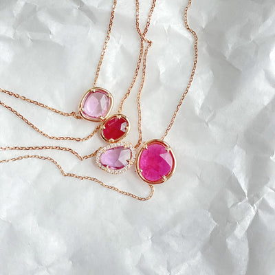 Pink Sapphire Petal and Diamond Necklace