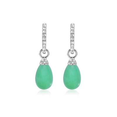 White gold, diamond and chrysoprase creoles.