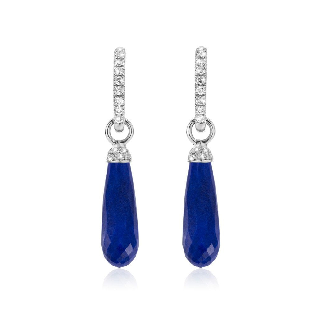 White gold, diamond and lapis lazuli creoles.