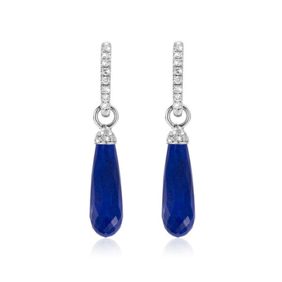 White gold, diamond and lapis lazuli creoles.