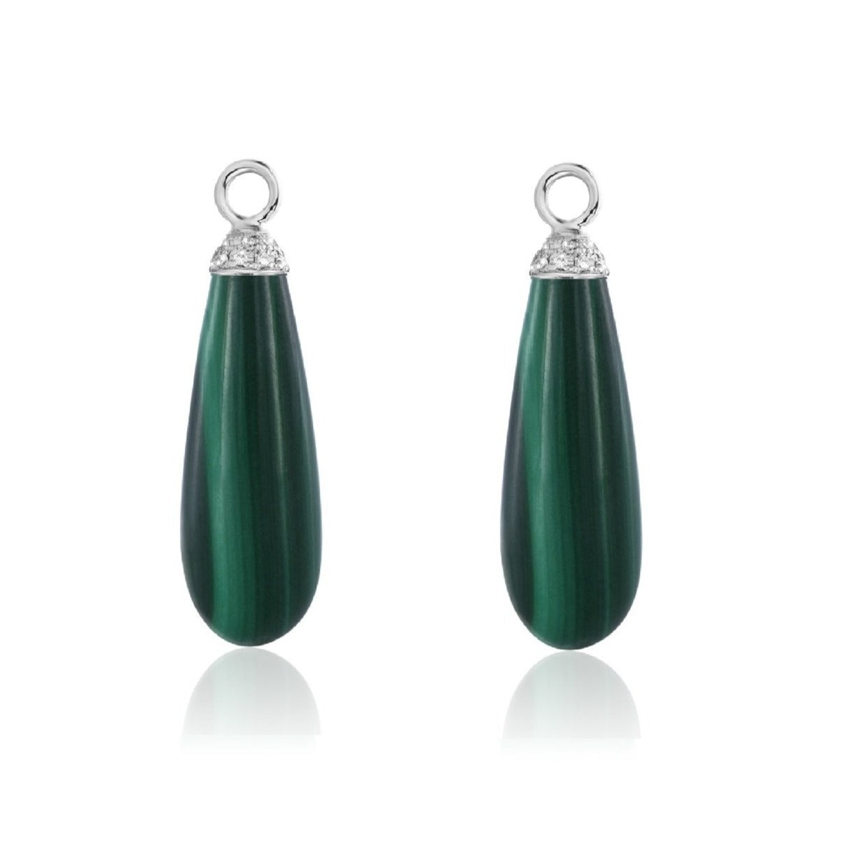 Malachite pendants and diamonds.