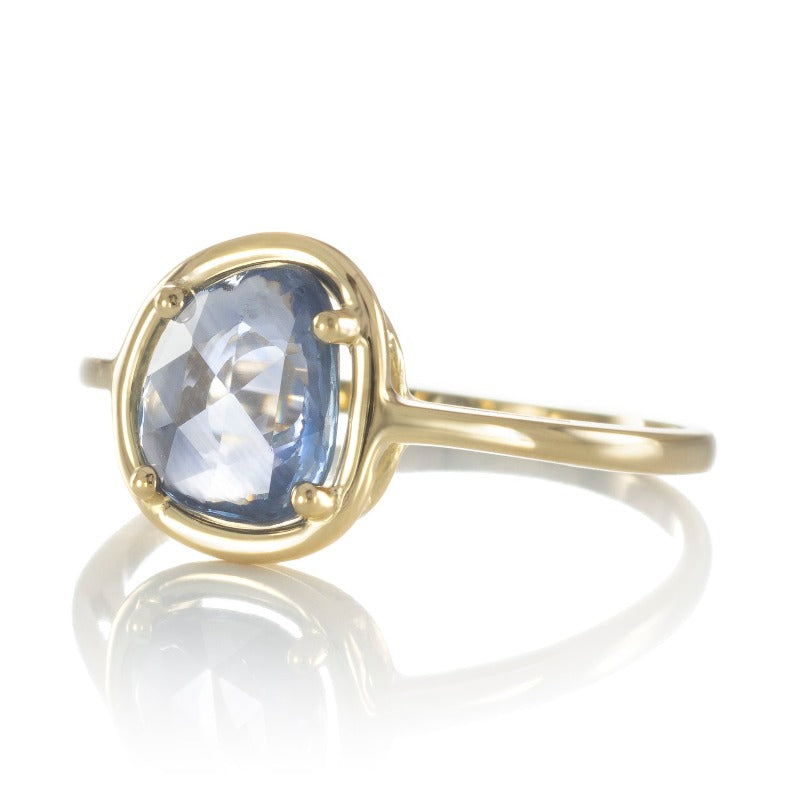 Ring Bladsaffier - blauwe saffier - Mini