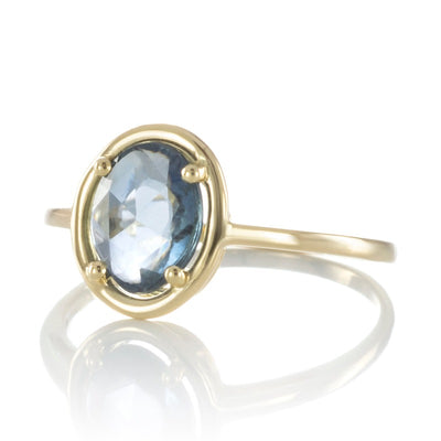 Ring Bladsaffier - blauwe saffier - Mini