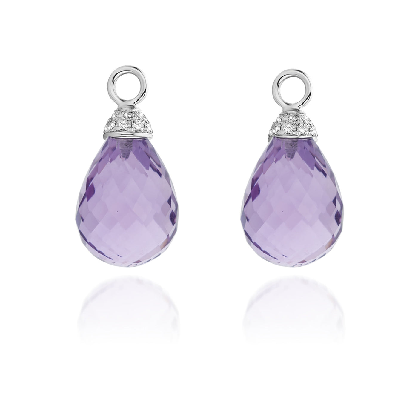 Amethyst en diamanten hangers.