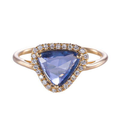 Ring Bladsaffier - Blauwe saffier & diamanten