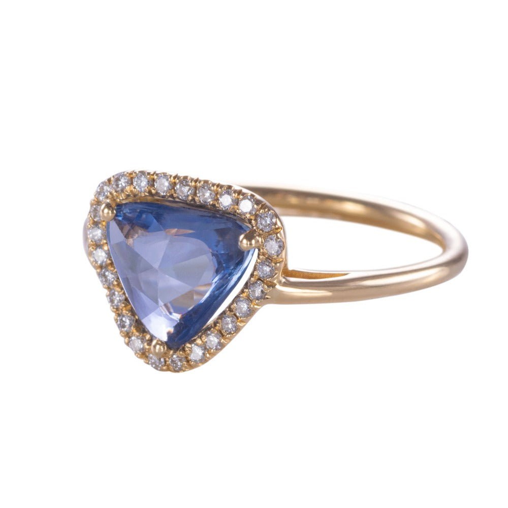 Ring Bladsaffier - Blauwe saffier & diamanten