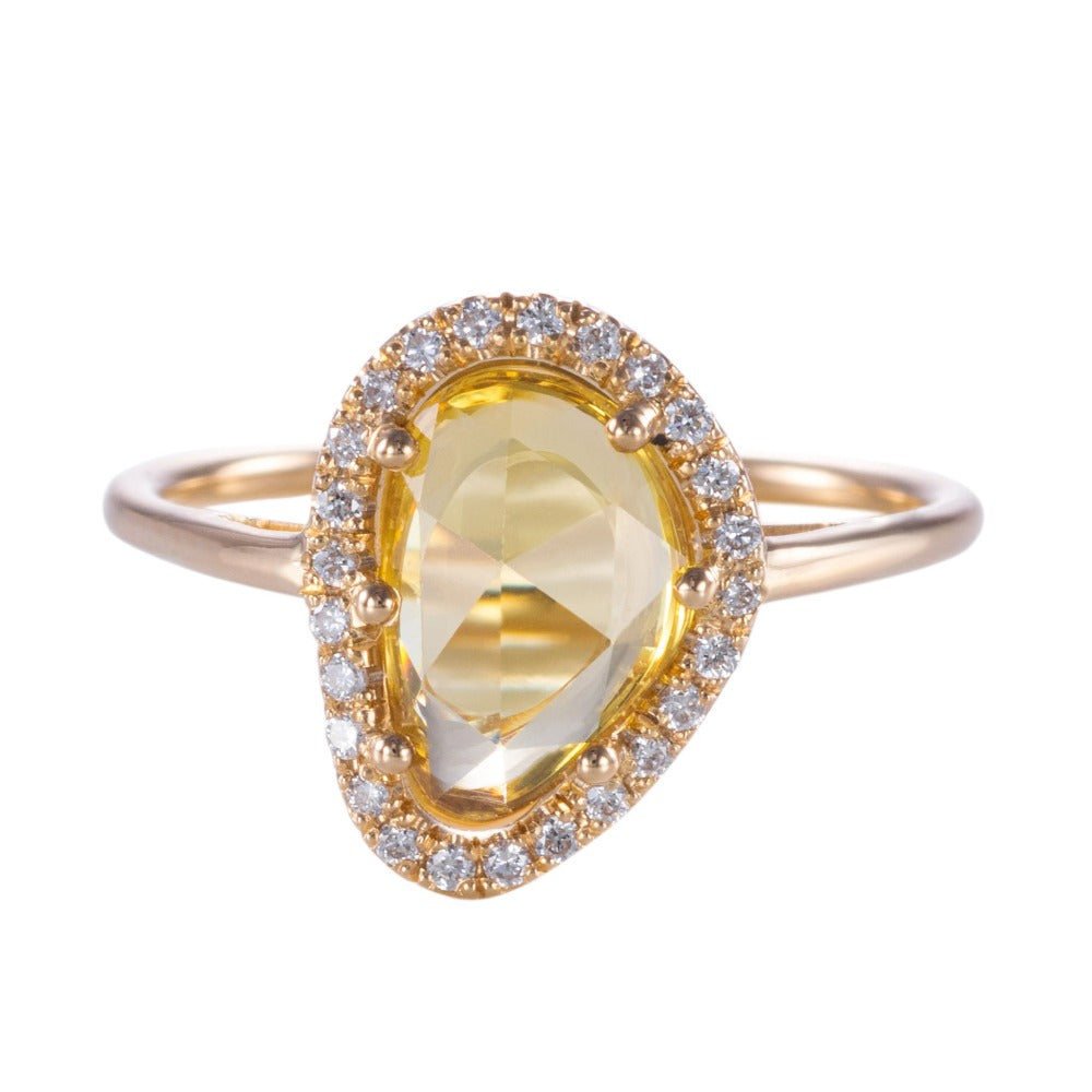 Ring Bladsaffier- Gele saffier et diamanten