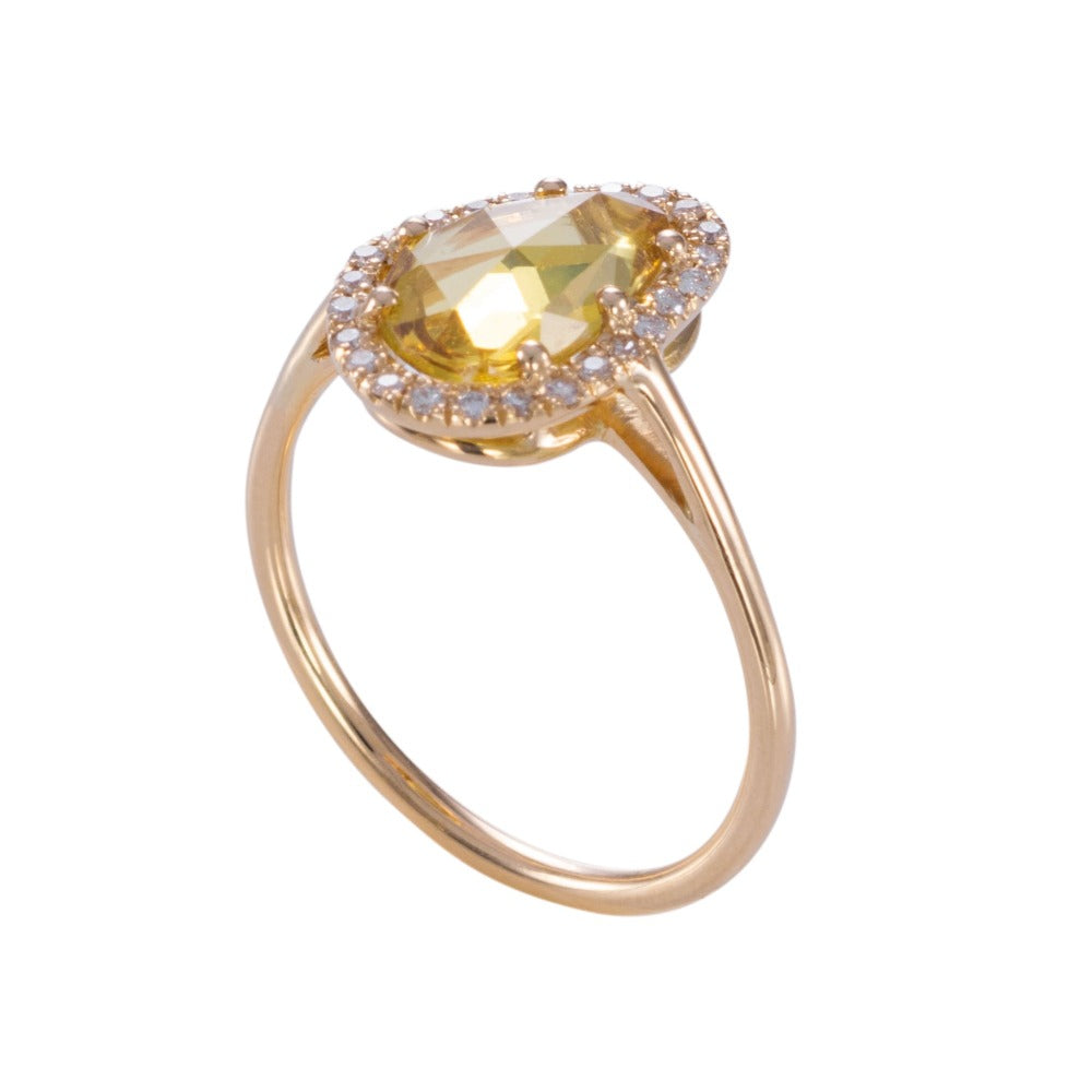 Ring Bladsaffier- Gele saffier et diamanten