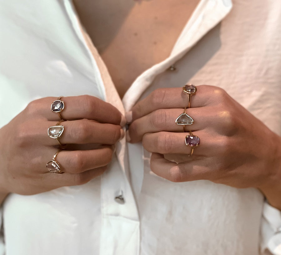 Bague "Pétale de Saphirs Mini" - saphir prune