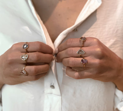 Bague "Pétale de Saphirs Mini" - saphir prune