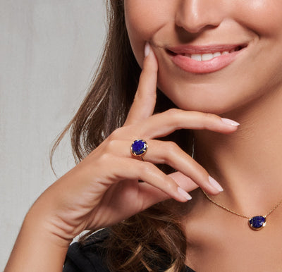 Bague Pétale de Lapis Lazuli - small