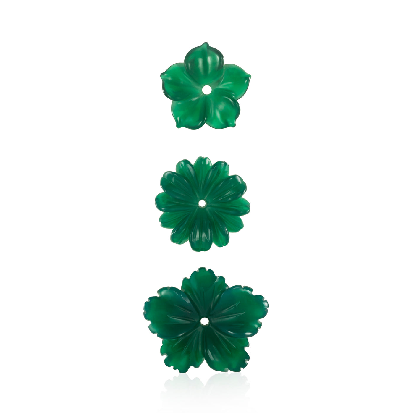 Fleurs précieuses * Agate Verte 5 feuilles 16x14 mm