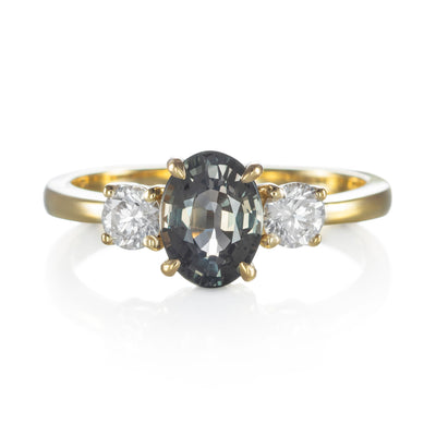 Bague Capucine Saphir vert-brun clair