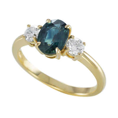 Bague Capucine Saphir bleu-vert foncé