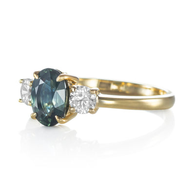 Bague Capucine Saphir bleu-vert foncé