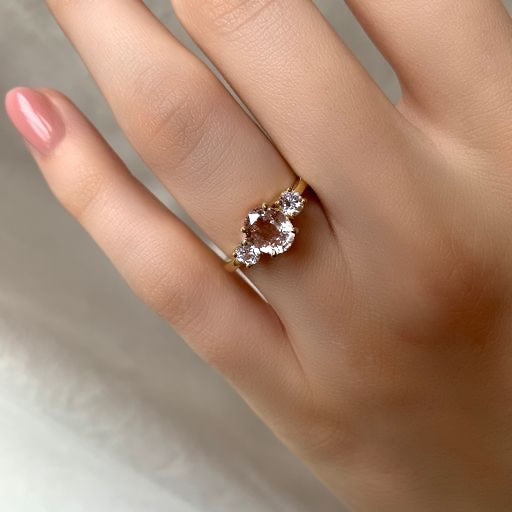 Bague Capucine Saphir rose orangé