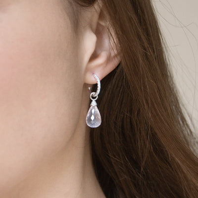 Pampilles quartz rose et diamants.