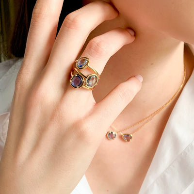 Bague "Pétale de Saphirs Mini" - saphir bleu