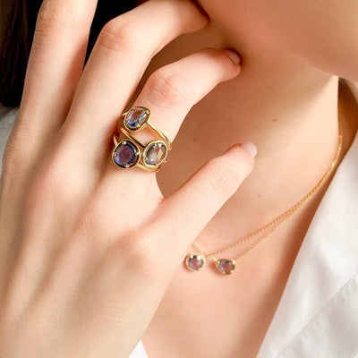 Bague "Pétale de Saphirs Mini" - saphir bleu