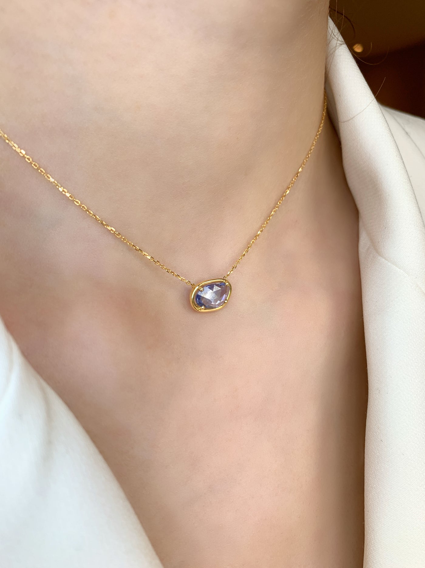 Collier Pétale de Saphir bleu