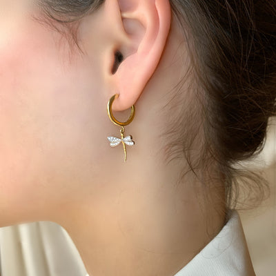 Boucles d'oreilles - créoles libellule 14 mm /pièce