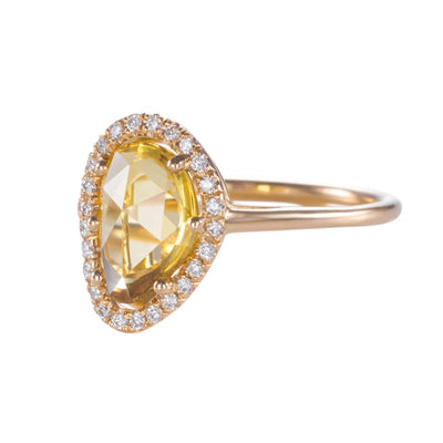 Bague "Pétales de saphirs" - Saphir jaune diamanté
