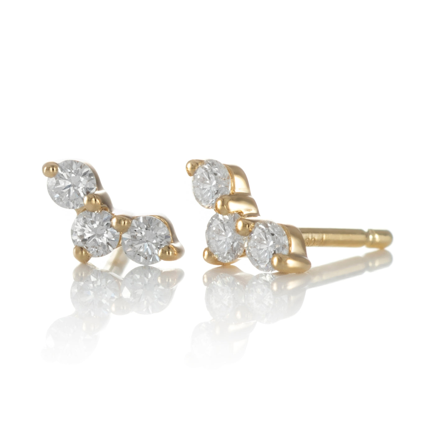 Puces d'oreilles trois diamants