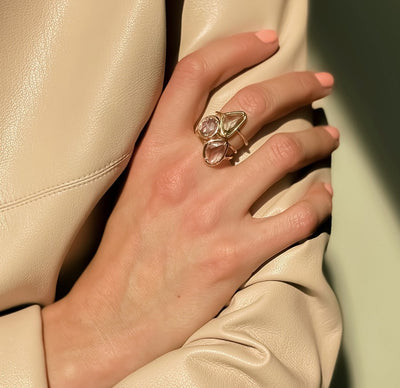 Bague "Pétale de Saphirs Mini" - saphir rose prune